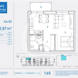 Investičný 1-izbový byt A4.02 v projekte MALÝ DUNAJ, Ružinov