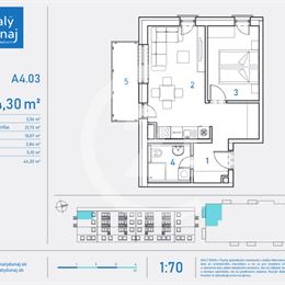 Investičný 2-izbový A4.03 byt v projekte MALÝ DUNAJ, Ružinov