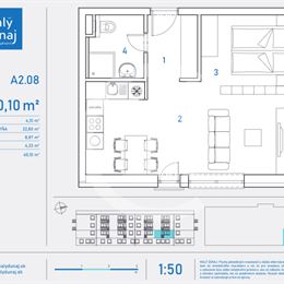 Investičný 1-izbový byt A2.08 v projekte MALÝ DUNAJ, Ružinov