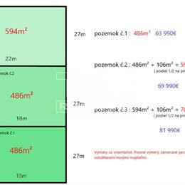 STAVEBNÉ POZEMKY SVEREPEC - 486m², 592m², 700m²
