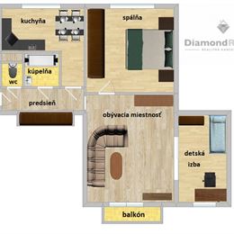 3-izb. byt Košice I, balkón, veľký výťah, TEHLA