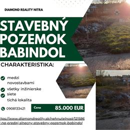 Na predaj slnečný stavebný pozemok Babindol