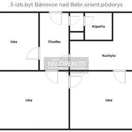 Predaj, trojizbový byt Bánovce nad Bebravou, Sever