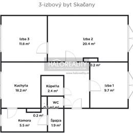 Predaj, trojizbový byt Skačany + polizba - EXKLUZÍVNE HALO REALITY