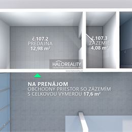 Prenájom, obchodný priestor Bratislava Dúbravka, plocha 17,6 m²