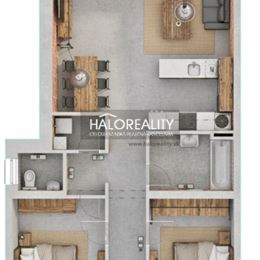 Predaj, trojizbový byt Lužianky, SKOLAUDOVANÉ + dve parkovacie státia - NOVOSTAVBA - EXKLUZÍVNE HALO REALITY
