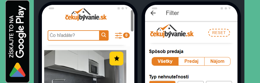 mobilna aplikacia cekujbyvanie.sk na vyhladavanie inzeratov pre android
